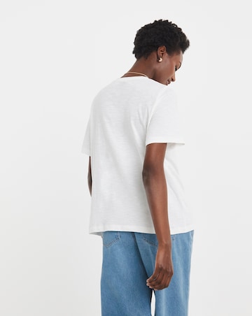 Pure Cotton White Crochet Placement T-shirt