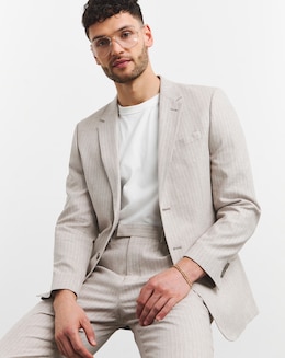 Linen Blend Pinstripe Suit Jacket