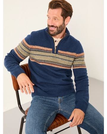 FatFace Runswick 1/2 Neck Jumper (Regular & Tall) - Navy