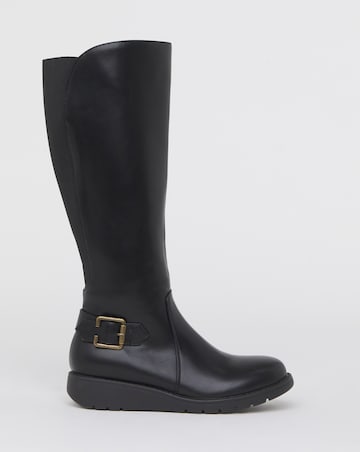 Heavenly Soles Mariah Knee High Riding Boots - Wide Fit (E) & Curvy Calf