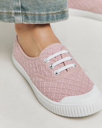 Birney Lace Up Plimsole Trainers - Wide Fit (E)