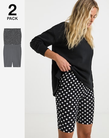 2 Pack Charcoal / Spot Printed Cycling Shorts
