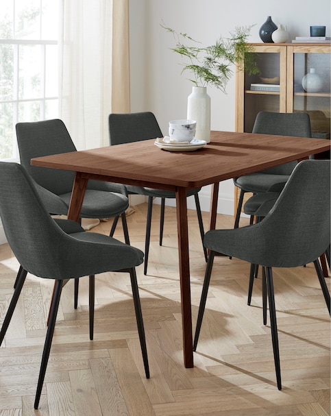 Oslo 6 Seater Dining Table With 6 Etta Fabric Chairs