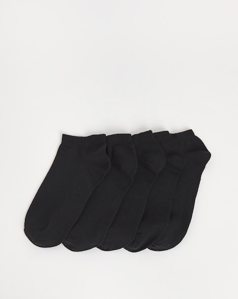 Pretty Secrets (5 Pair Pack) Super Value Trainer Liner Socks (Wide Fit) Black