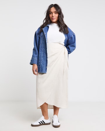 Simply Be Natural Linen Wrap Midaxi Skirt