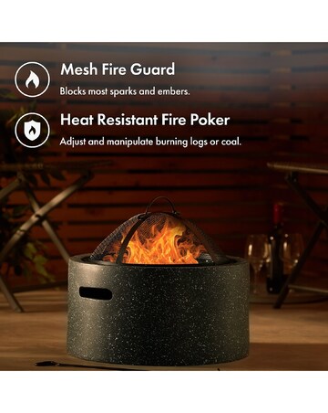 VonHaus Grey Round MgO Fire Pit