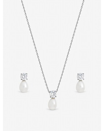 Jon Richard Rhodium Plated Crystal and Pearl Bridal Set - Gift Box