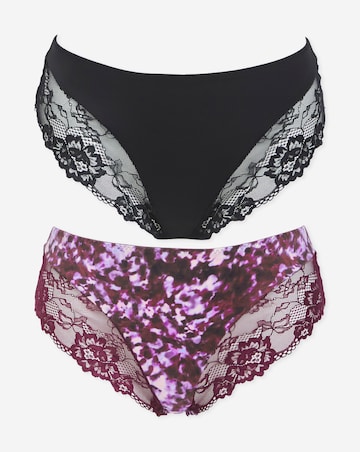 Pretty Secrets (2 Pack) Adrianne Midi Knickers Animal Print/Black