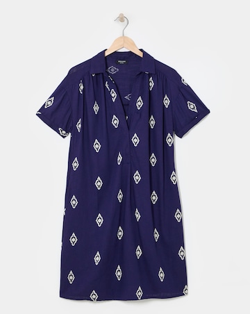 Linen Collared Short Sleeve Tunic Dress