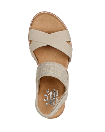 Skechers Natural Bobs Desert Kiss Mesh Strap Sandals- Wide Fit (E)