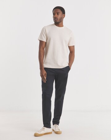 Textured Crew Neck T-Shirt- Ecru