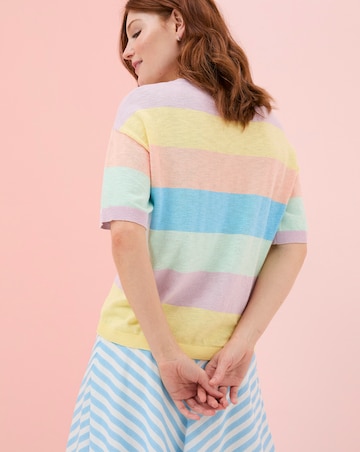 FatFace Sorbet Linen Stripe Short Sleeve Jumper