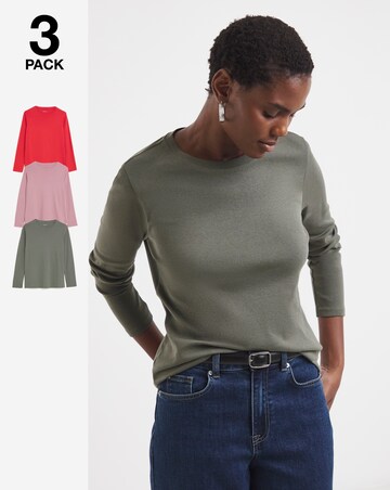 3 Pack Crew Neck Long Sleeve T-Shirts