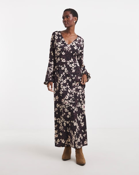 Long Sleeve Textured Jersey Tea Dress