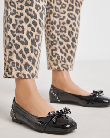 Catania Studded Bow Ballerina Shoes - Extra Wide Fit (EEE)