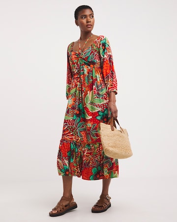 Viscose Smock Sundress With Neck Ties