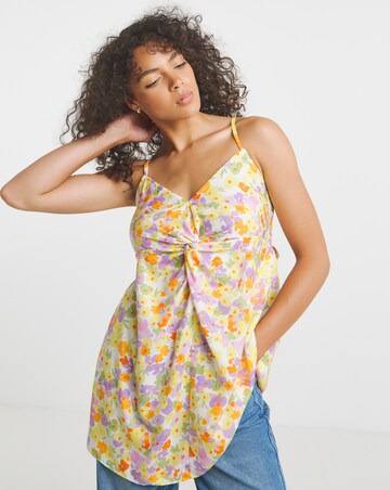 Simply Be Floral Print Twist Front Cami With Bow Back