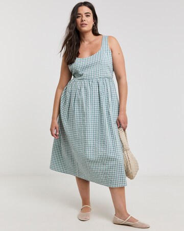 Gingham Textured Sundress With Pockets