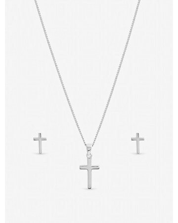 Inicio Sterling Silver Plated Polished Cross Set - Gift Box