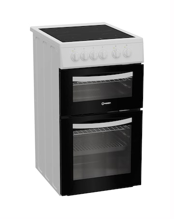Indesit ITE5VMW 50cm Electric Twin Cooker with Ceramic Hob - White
