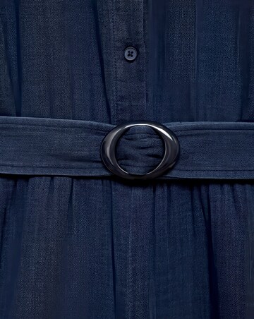 Mango Textured Cotton Navy Jumpsuit