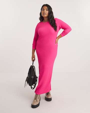 Pink Textured Jersey Midaxi Dress