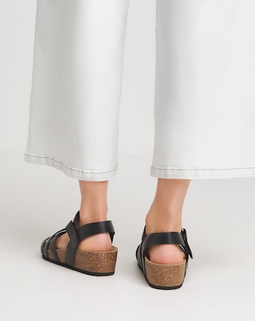 Ann Leather Strappy Footbed Sandal - Wide Fit (E)
