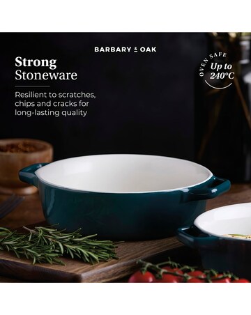 Barbary & Oak Nattura Set of 2 Round Baking Dishes Teal