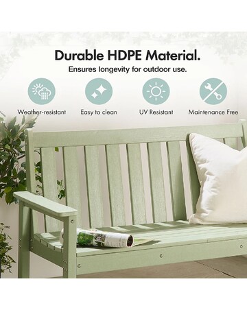 VonHaus Westport Green Wooden Garden Bench - 2 Seater