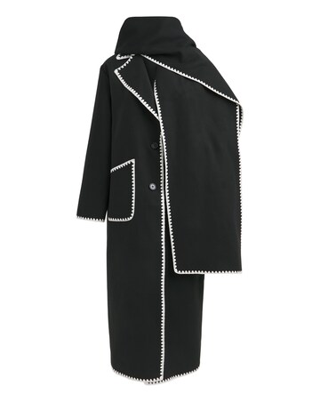 Black Blanket Stitch Maxi Scarf Coat