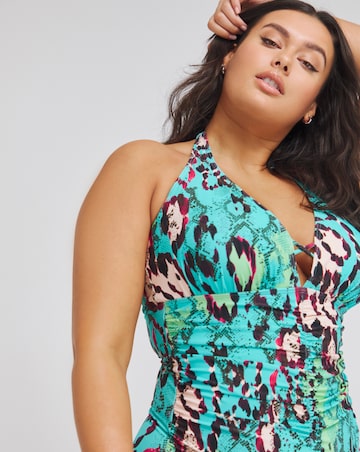 Sculpt Ruched Halterneck Tummy Control Swimsuit