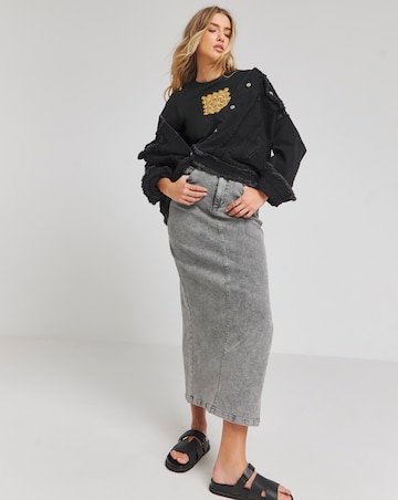 Black Baby T-Shirt with Metallic Embroidery