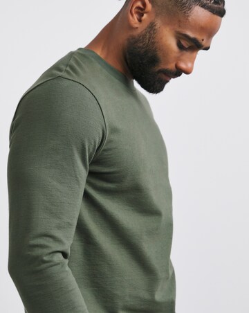 Textured Long Sleeve T-Shirt Long- Khaki