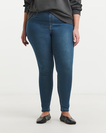 Amber Mid Blue Pull On Skinny Jeggings