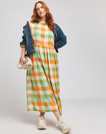 Native Youth Multi Check Sleeveless Midi Dress