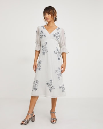 Joanna Hope Floral Sequin Midi Dress
