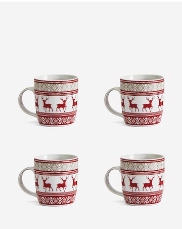 Waterside Nordic Reindeer Set of 4 Mugs