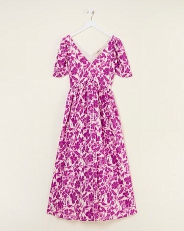 Fatface Copper & Black Marlow Flute Sleeve Dress