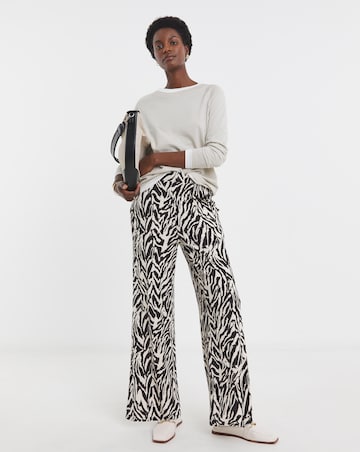 Printed Wide Leg Jersey Trouser