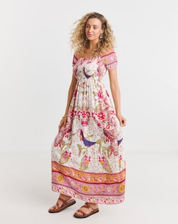 Joe Browns Glorious Boarder Print Shirred Maxi Dress