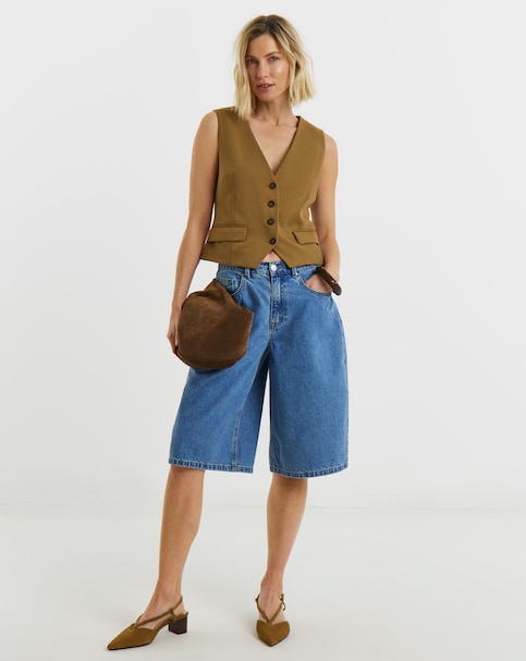 Mid Blue Denim Jorts