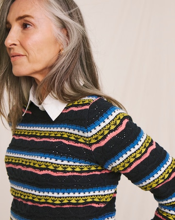 Julipa Pointelle Contrast Stitch Jumper