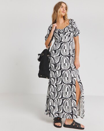 Simply Be Ruched Front Linen Mix Maxi Dress