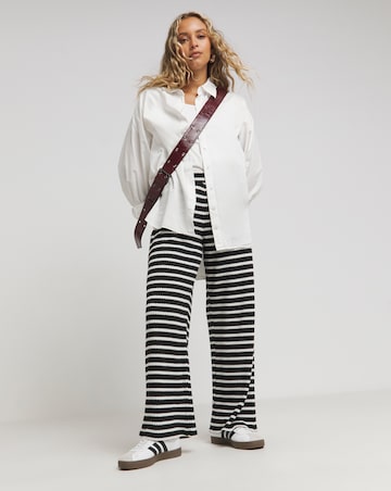 Stripe Jersey Crochet Wide Leg Trousers