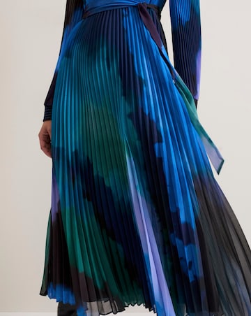 Phase Eight Printed Pleat Sky Midi Dress