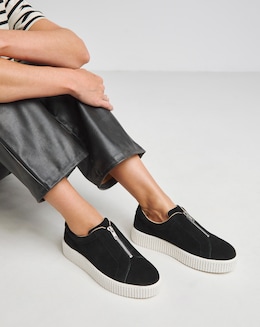 Meridian Zip Up Leather Trainer - Wide Fit (E)