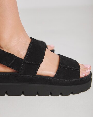 Simply Be Chara Suede Touch and Close Sandals - Wide Fit (E)