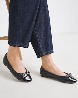 Ari Quilted Ballerinas With Trim - Extra Wide Fit (EEE)