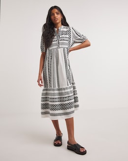 Cotton Jaquard Smock Dress