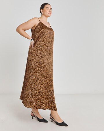2 in 1 Leopard Print Slip Dress With Black Top